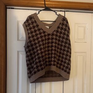 Pink Rose Taupe and Chocolate Knit Sweater Vest